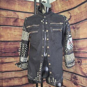 CUSTOM Tripp NYC studded black denim shirt / jacket (men's SM or MED)